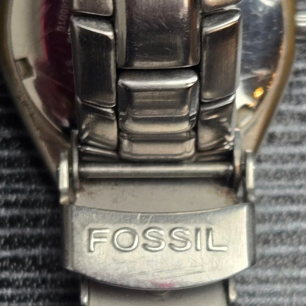 Fossil Blue Dial‎ Analog Watch Stainless Steel Water Resistant AM 3346 Untested